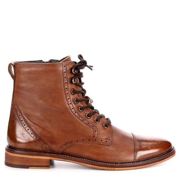 Franco Fortini Mens 'Drexel' Cap Toe Brogue Lace Up Boots - Picture 2 of 7